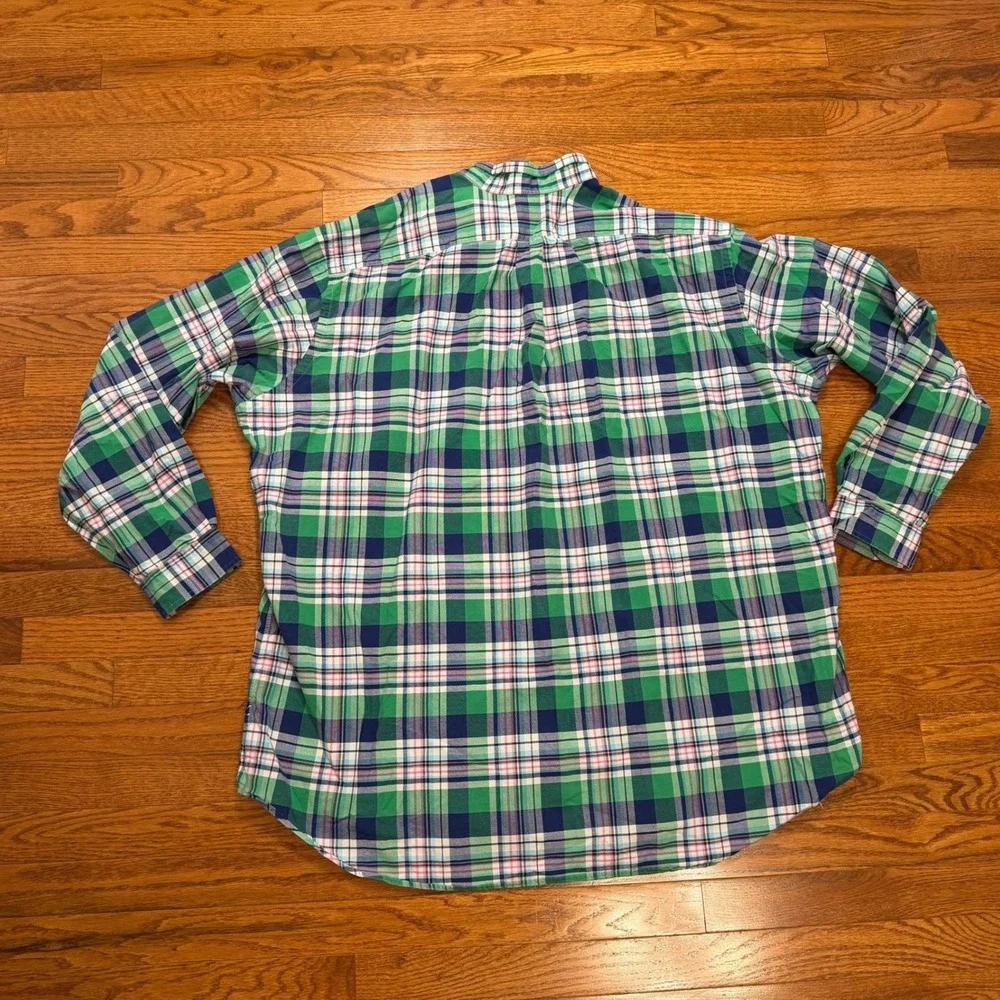 Polo Ralph Lauren Button-Down Shirt Mens 3XLT Madras Plaid Colorful Flesh Pony